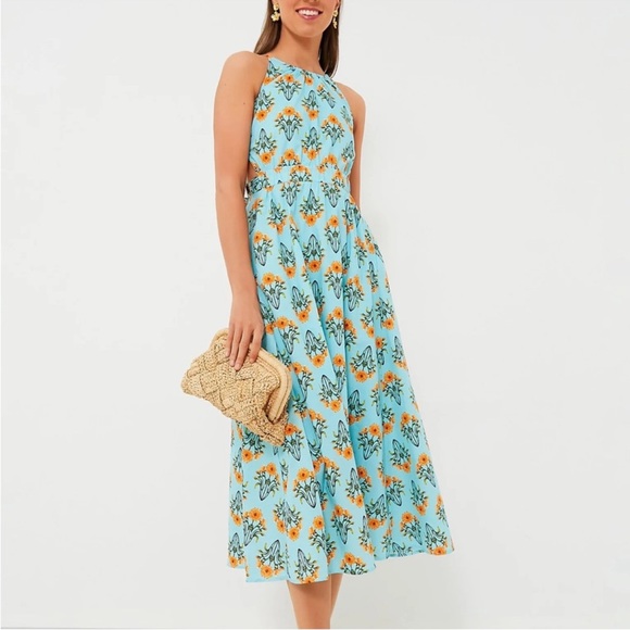 Moon River Mint Multi Maxi Dress Large Blue/Orange Nwt‎ - Picture 2 of 7